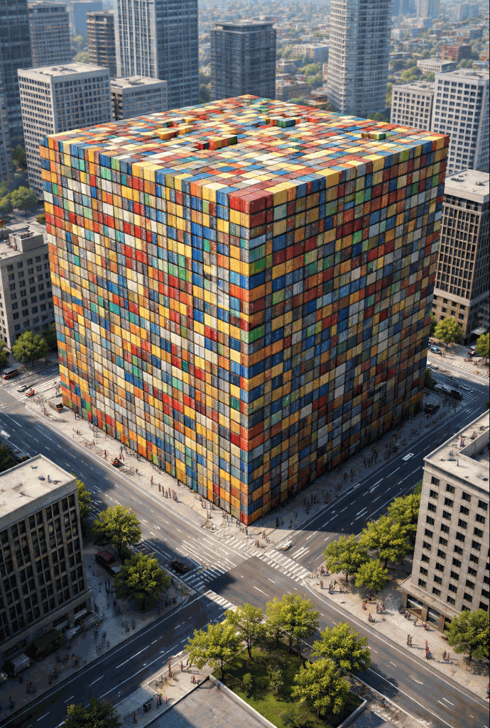 Shipping containers at port facility