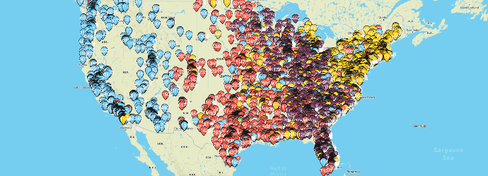US distribution coverage map