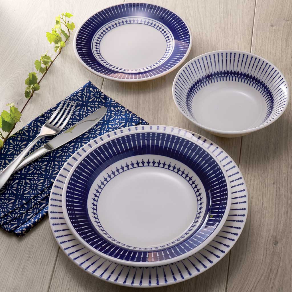 Oxford Donna 12-Piece Stoneware Dinnerware Set in Colb Pattern