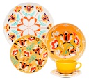 Oxford Unni 12-Piece Stoneware Dinnerware Set in Flowers Pattern